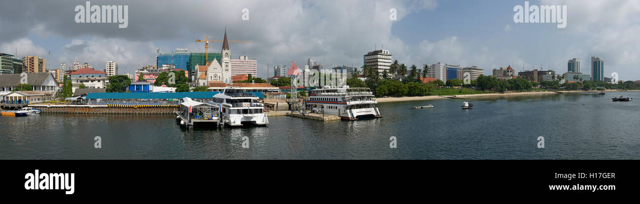 Dar Es Salaam, Hafen vorderen Panorama, Tansania Stockfoto