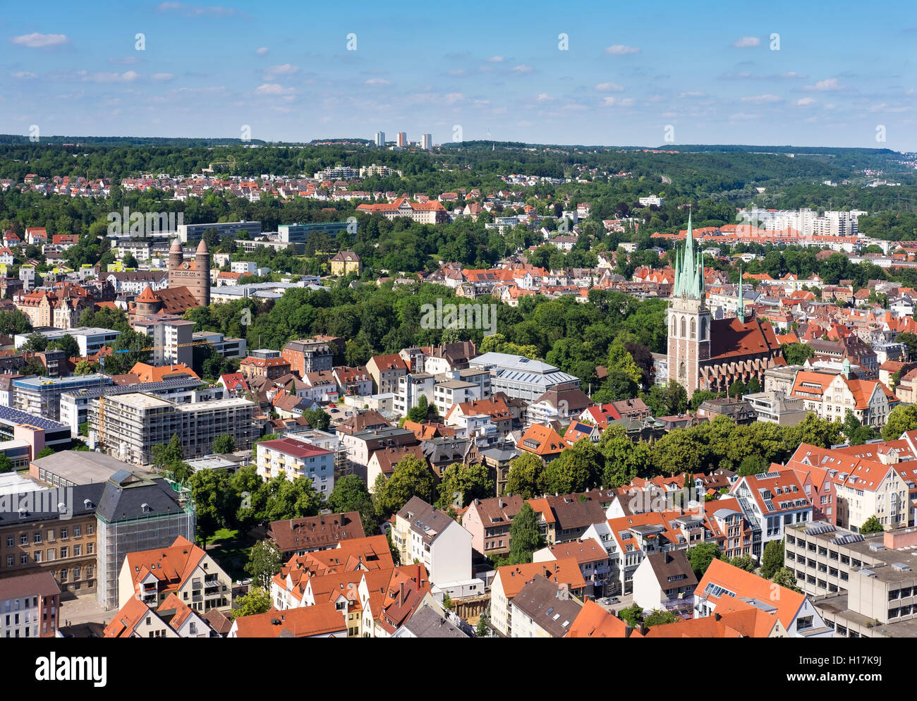 Ausblick Vom Ulmer Münster Mit Pauluskirche Und Rieslandschaft, Ulm, Oberschwaben, Schwaben, Baden-Württemberg, Deutschland Stockfoto