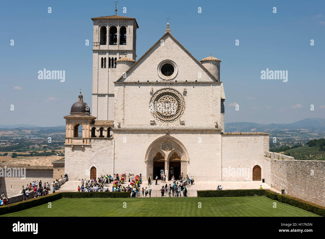 Basilika des Heiligen Franziskus von Assisi, Kirche, Assisi, Umbrien, Italien Basilika Stockfoto