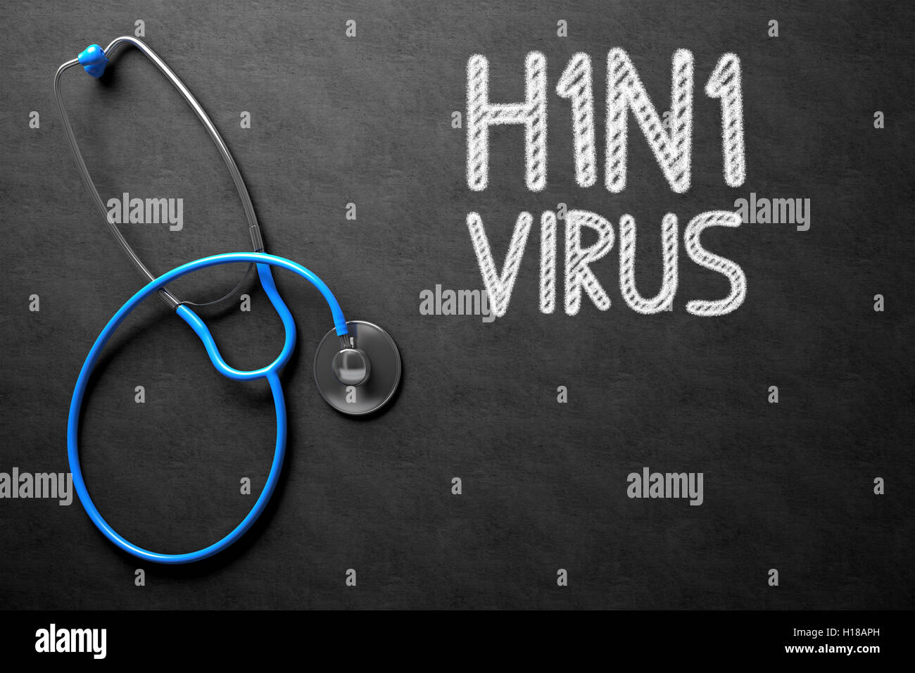 H1N1 - Text auf Tafel. 3D Illustration. Stockfoto