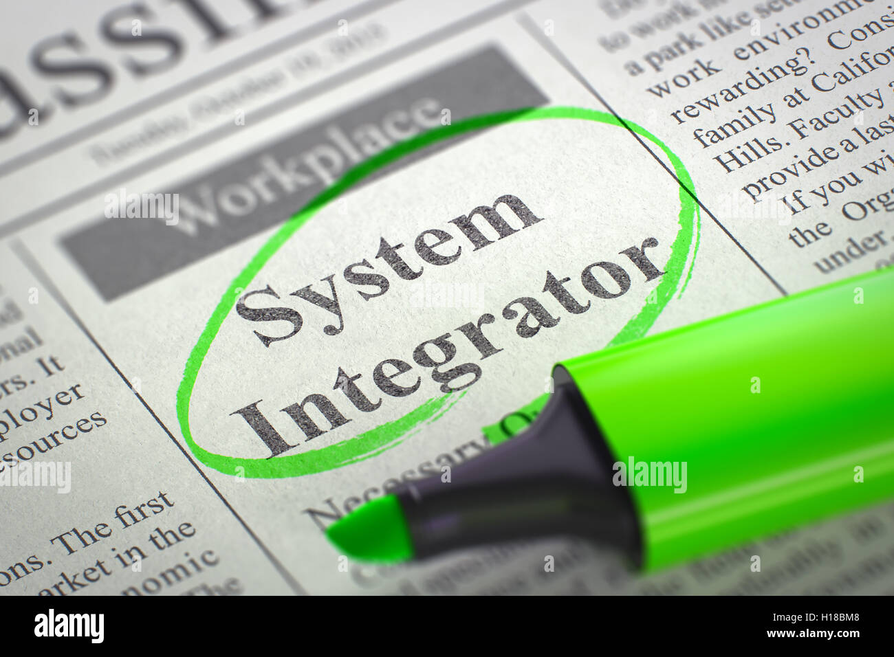 Systemintegrator Stellenangebot. 3D. Stockfoto
