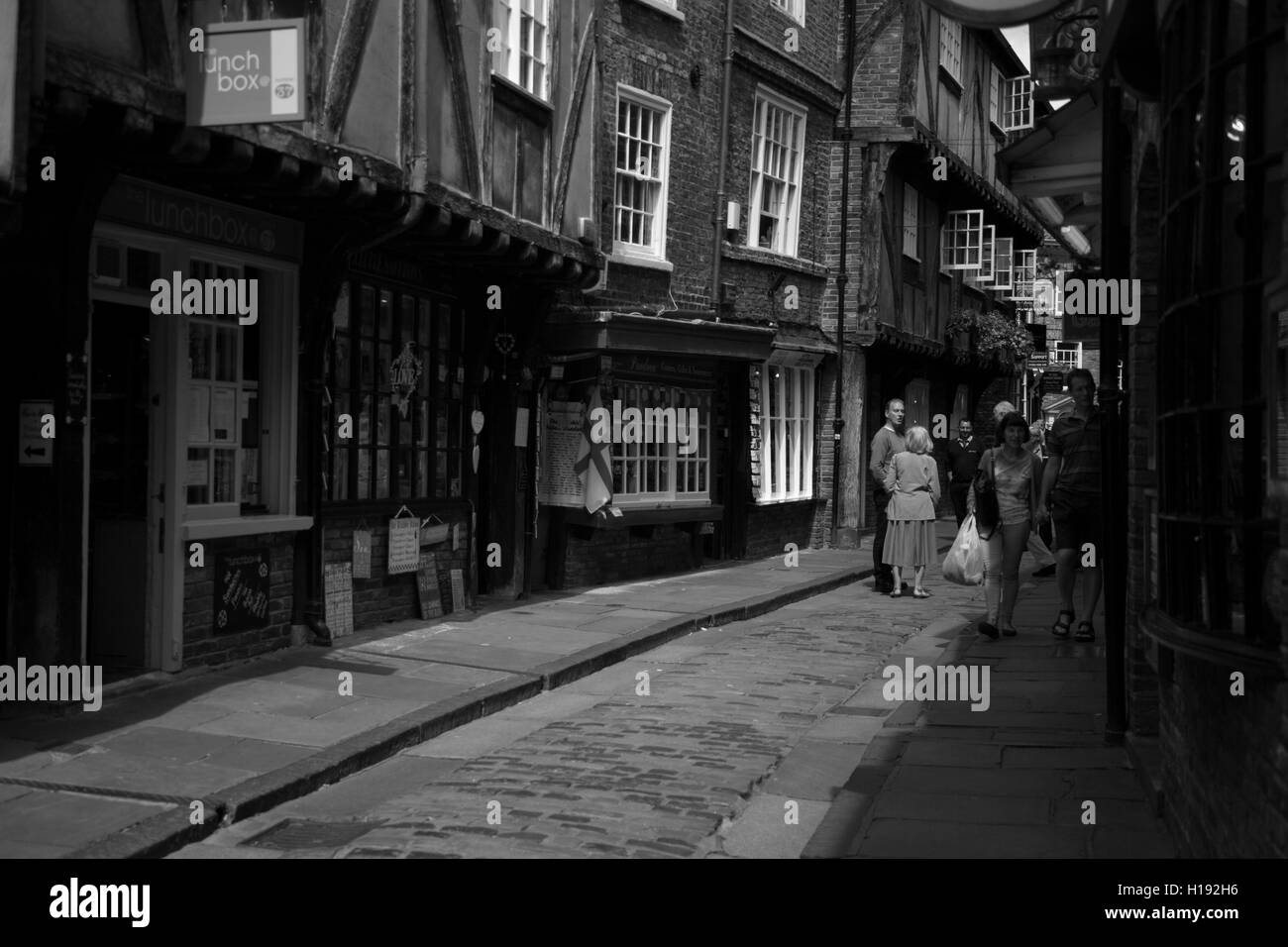 Markt zu einem heillosen Durcheinander, York. Aufgenommen am Canon 5D Markii Stockfoto
