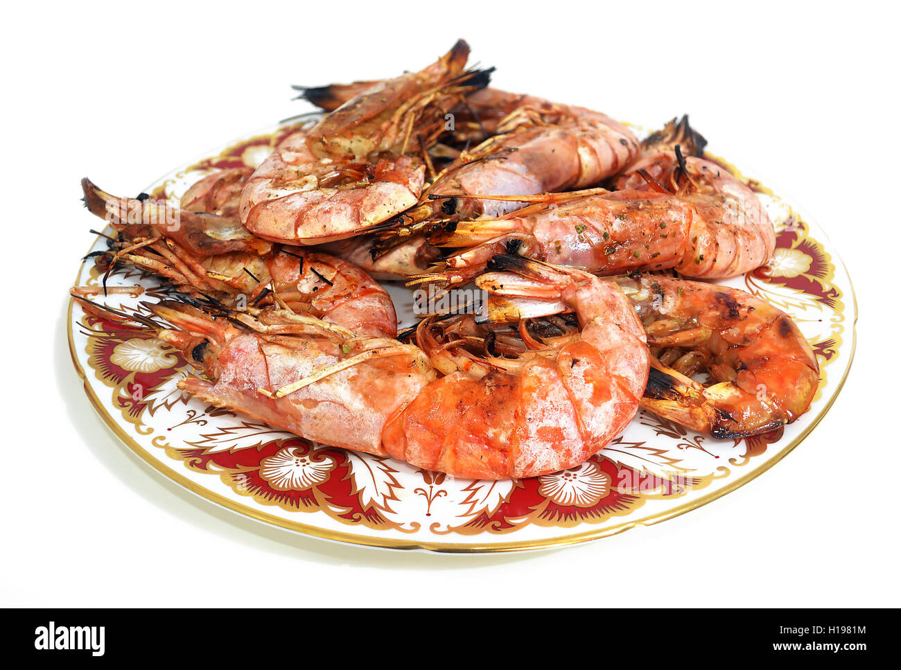 Gekochte Garnelen Meeresfrüchte - traditionelle mediterrane Speisen Stockfoto