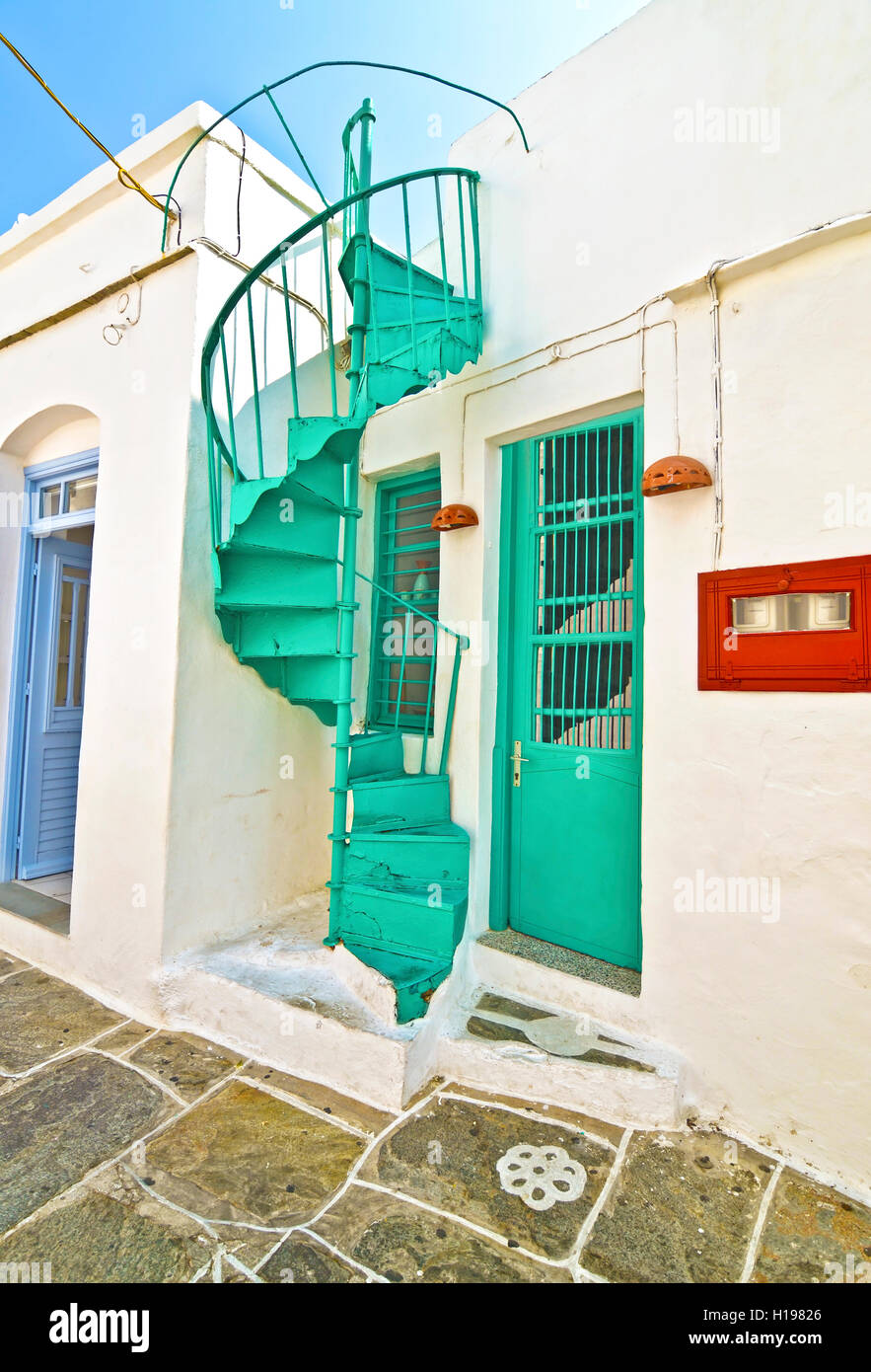 traditionelle Architektur in Apollonia Sifnos Kykladen Griechenland Stockfoto
