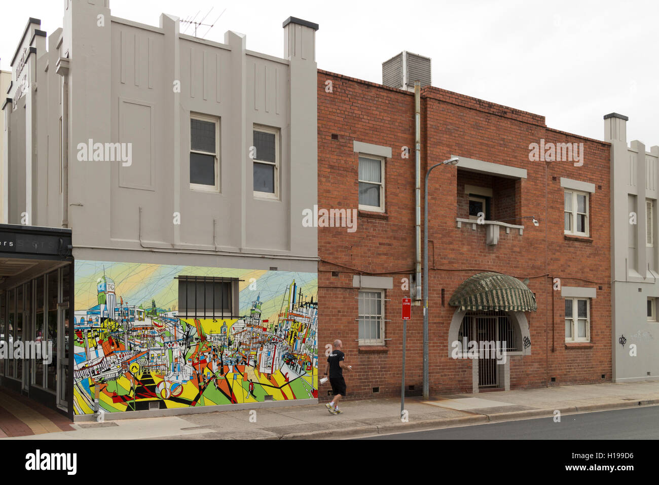 Graffiti style Street Art an Gebäuden Albury NSW Australia Stockfoto