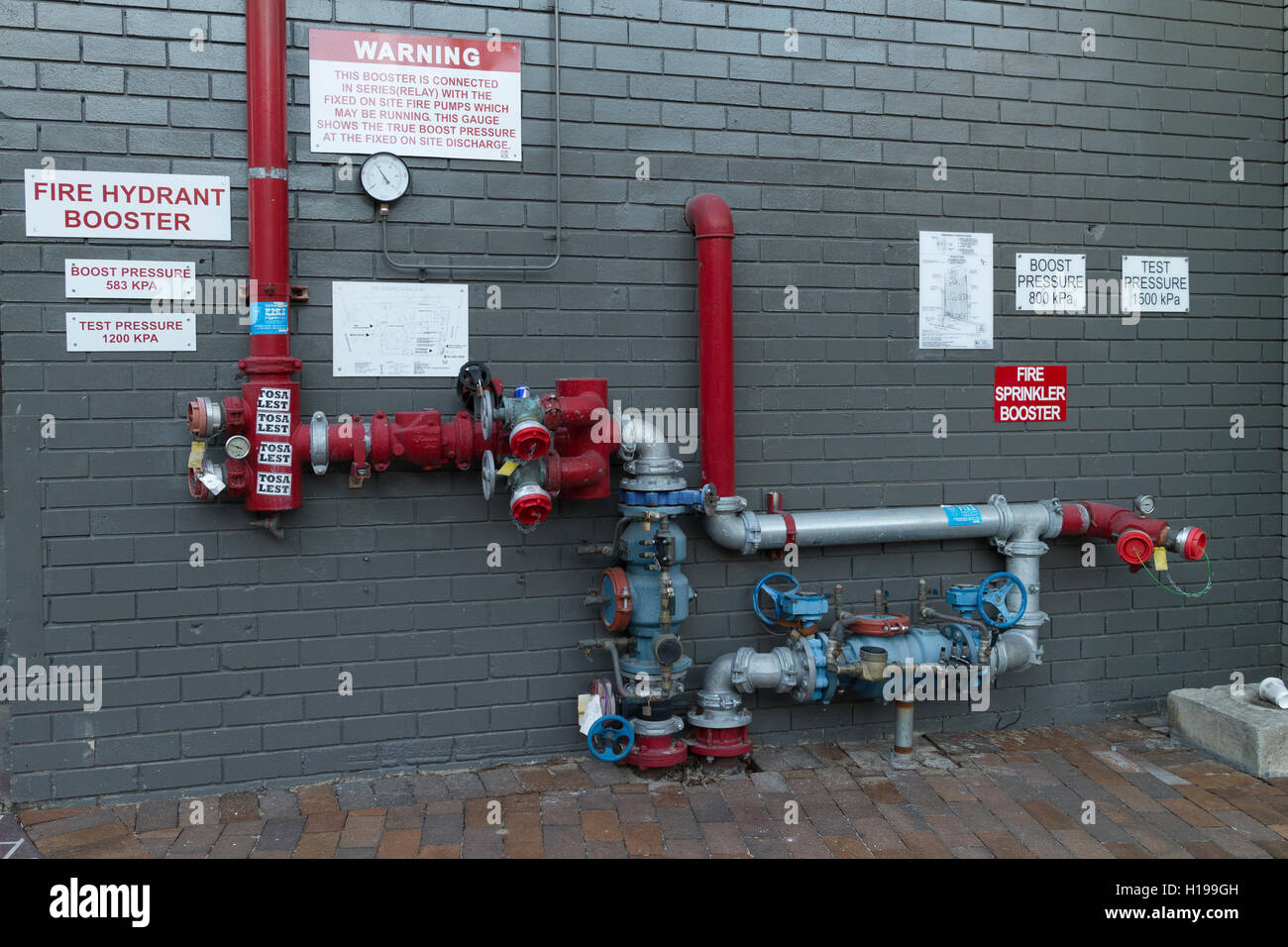 Hydranten mit Wasser Pumpe Booster Kings Cross Sydney Australia Stockfoto