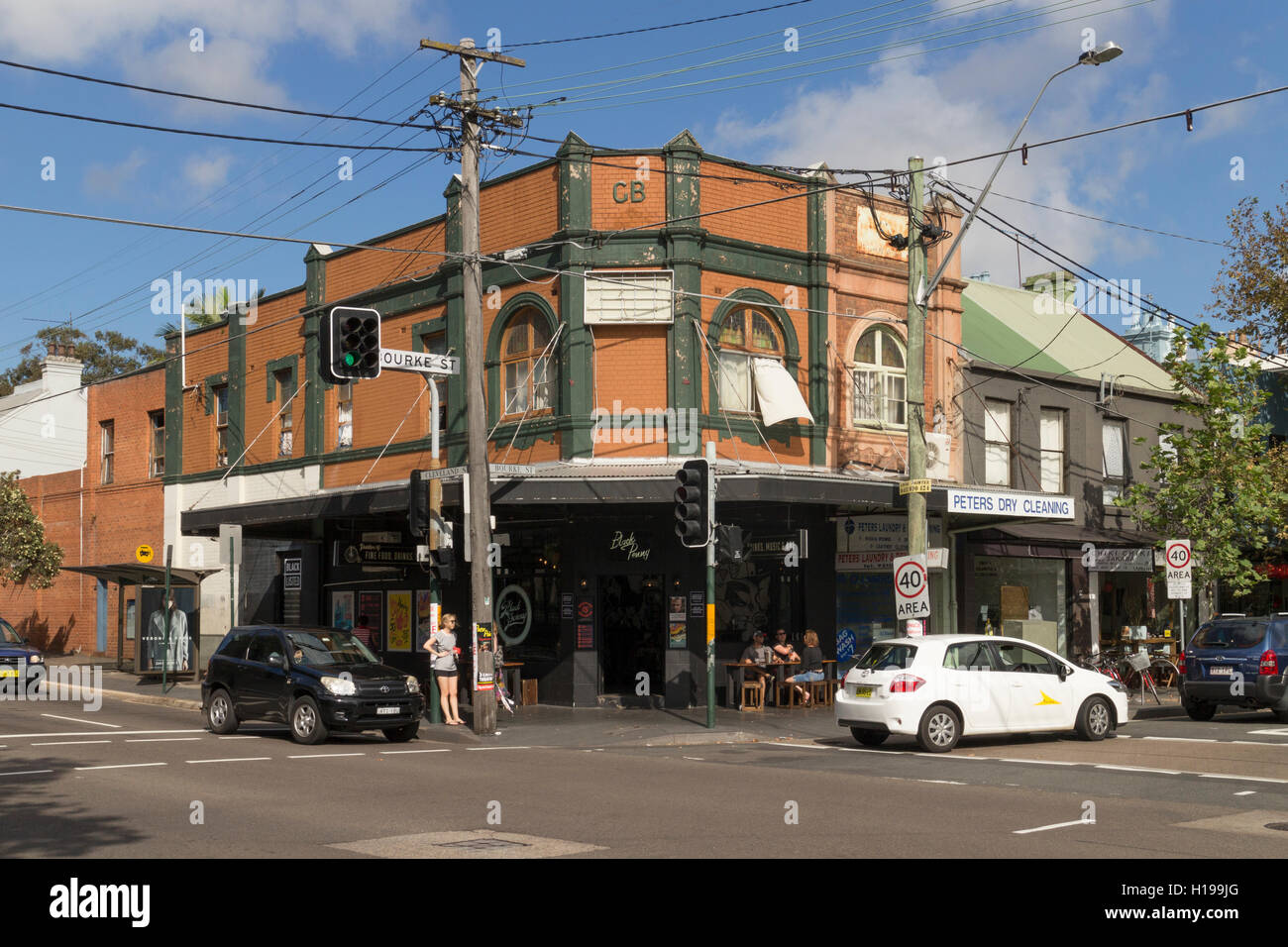 Schwarzen Penny Cafe Crown Street Surry Hills Sydney Australia Stockfoto