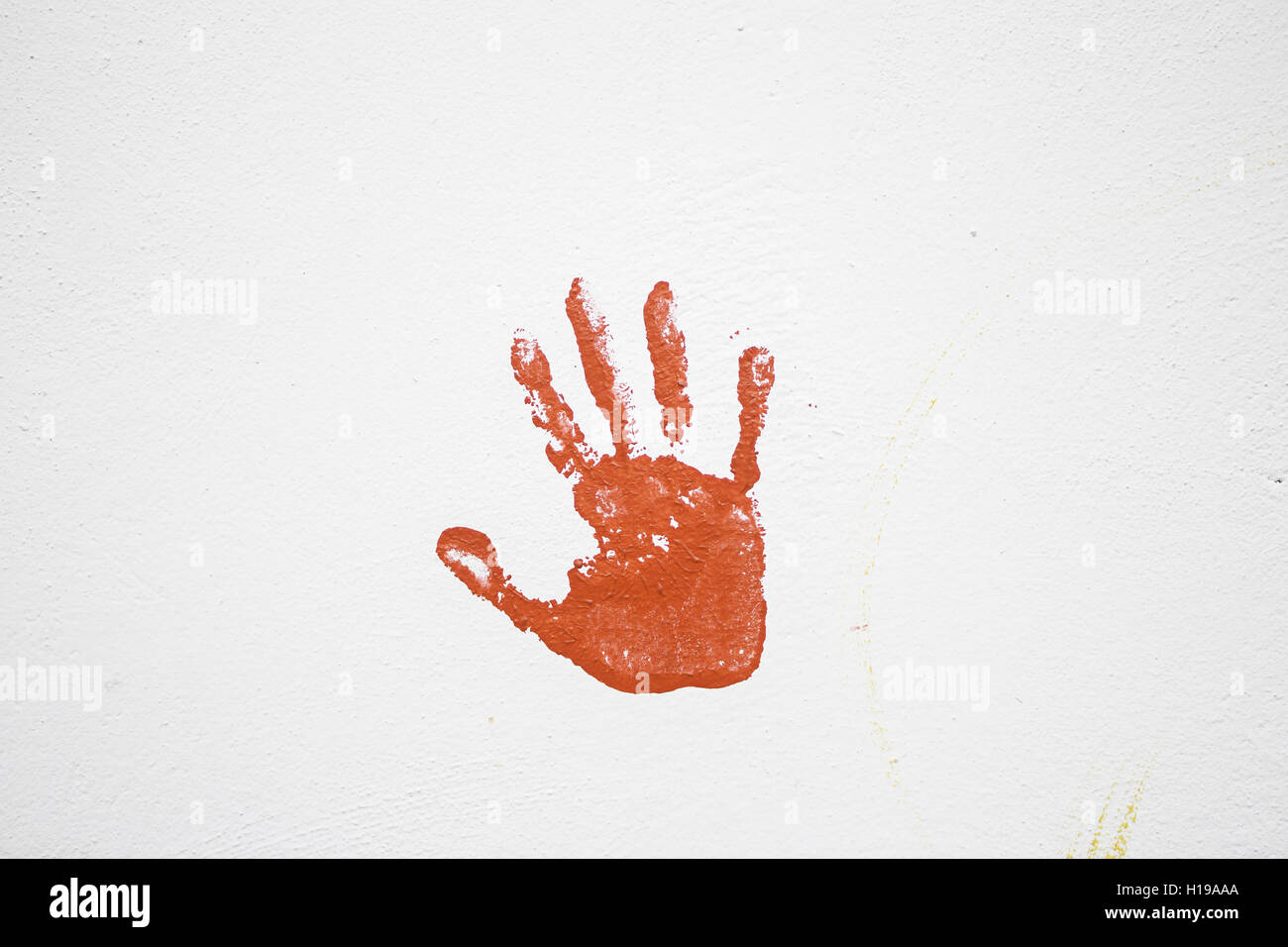Rote Hand in der urbanen Wand Graffiti-symbol Stockfoto