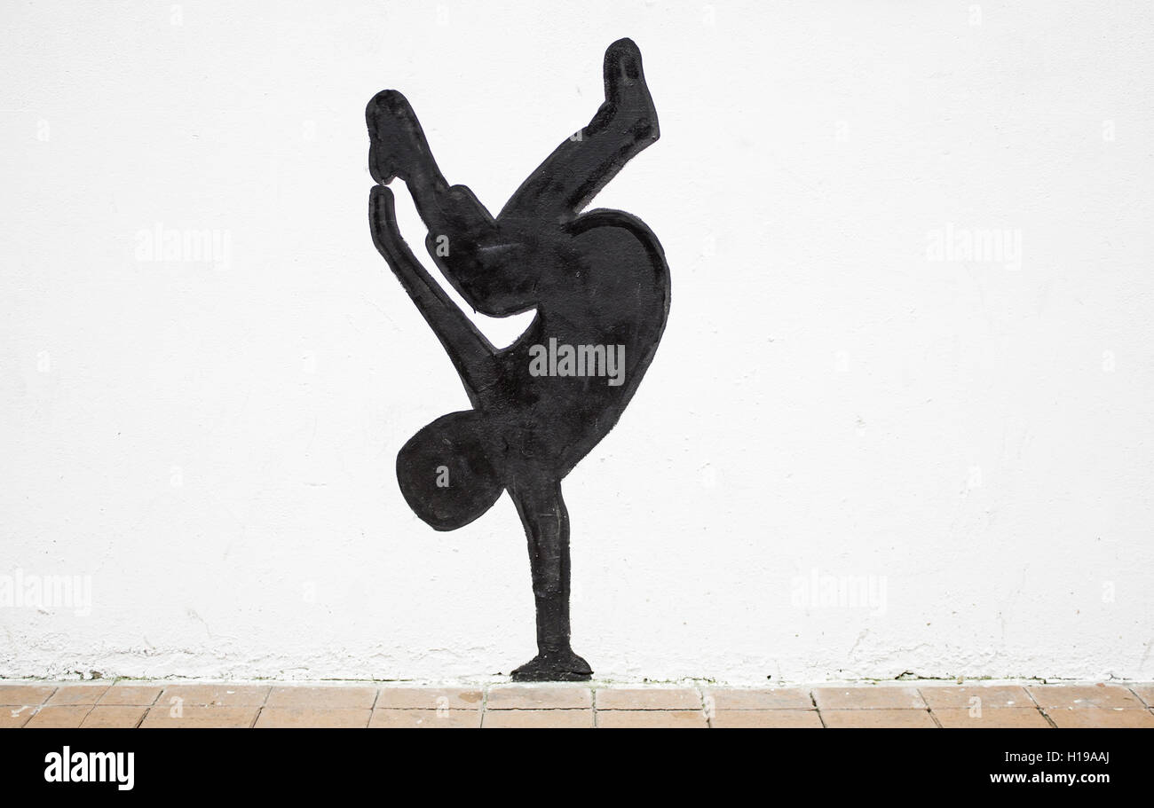 Silhouette Breakdance urban Wanddekoration Stockfoto