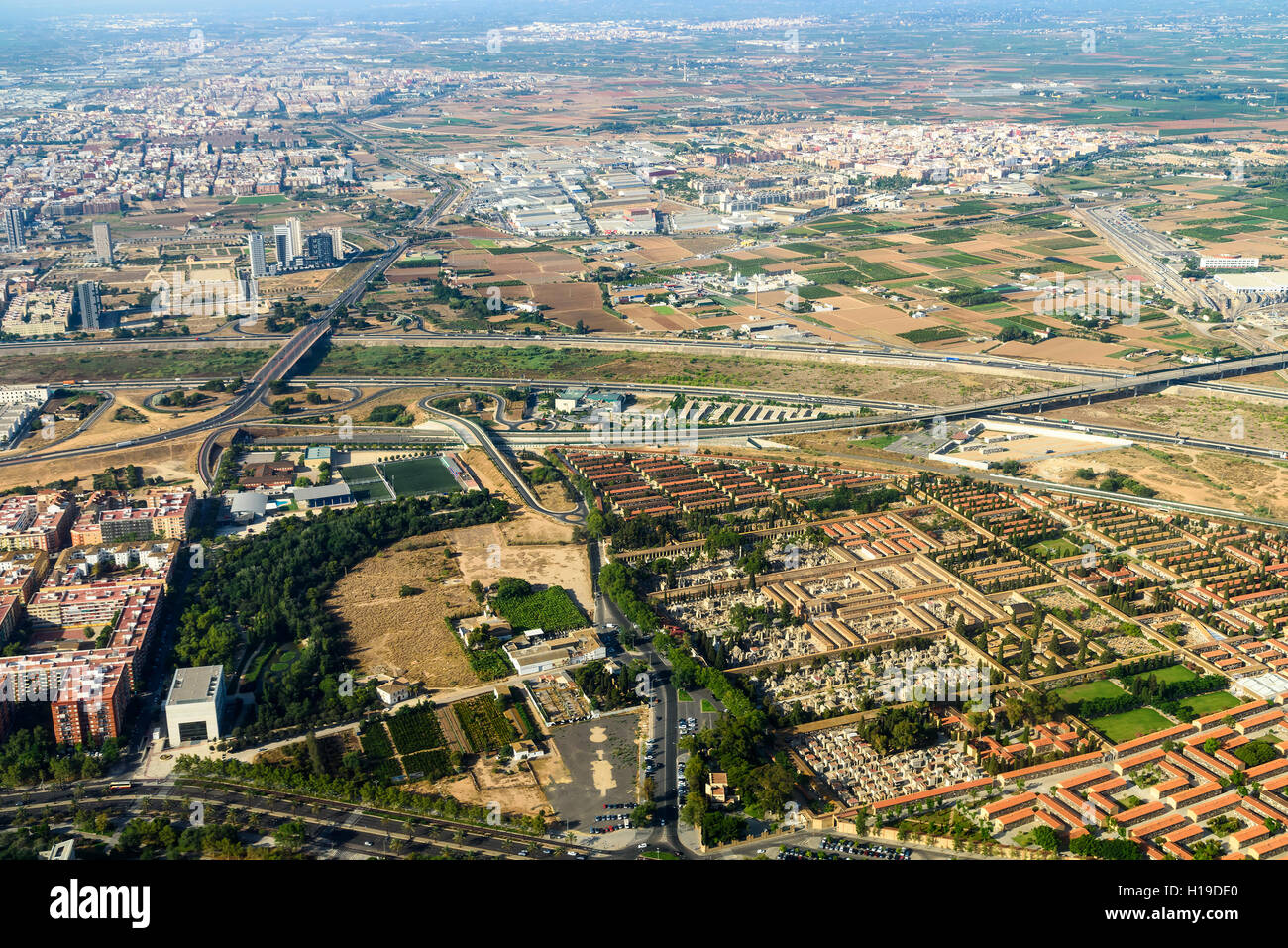 Luftaufnahme der Stadt Valencia Umgebung In Spanien Stockfoto