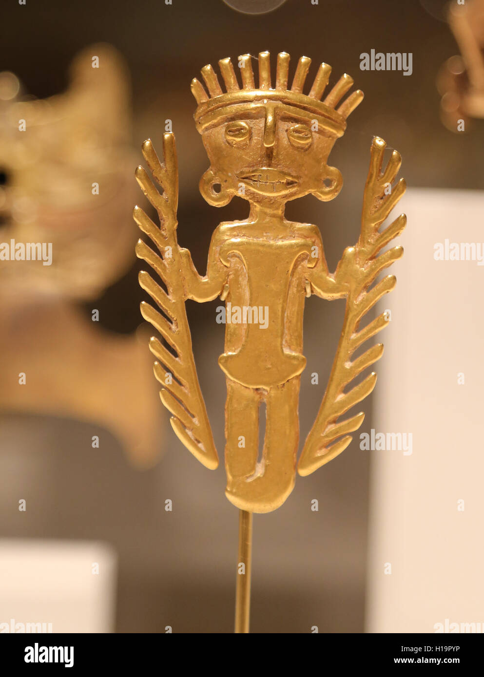 Abbildung Anhänger. Kolumbien. Tolima Kultur. 5. bis 10. Jahrhundert. Guss-Gold. Präkolumbische Kunst. Stockfoto