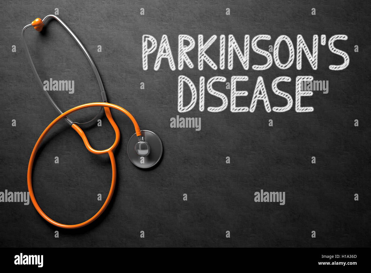 Tafel mit Parkinson Krankheitskonzept. 3D Illustration. Stockfoto