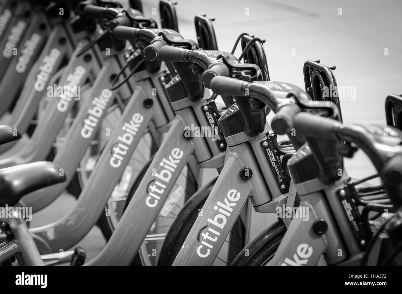 Fahrräder Citi Bike' für die Mieten in New York City Stockfoto