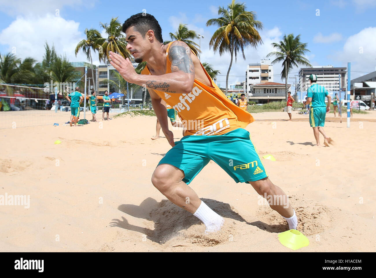 JOÃO PESSOA, PB - 22.09.2016: TREINO DO PALMEIRAS EM JOÃO PESSOA - The Egidio Spieler, SE Palmeiras beim Training am Strand Tambaú. (Foto: Cesar Greco/Fotoarena) Stockfoto