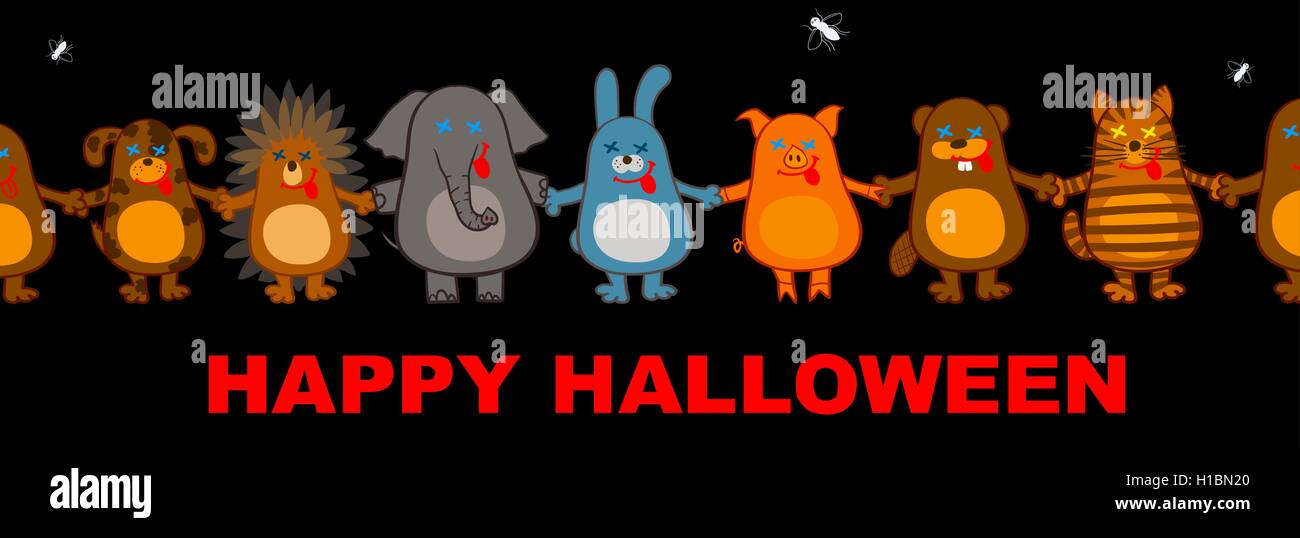 lustige Halloween Tiere Stock Vektor