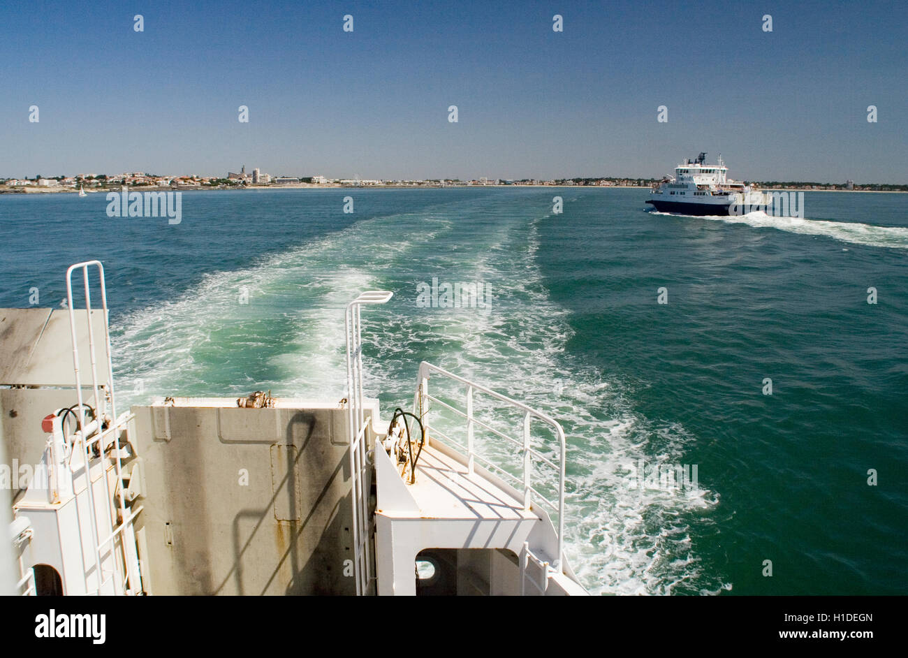 Autofähre; Passagier-Fähre; Royan; Pointe de Grave; La Gironde; Frankreich Stockfoto