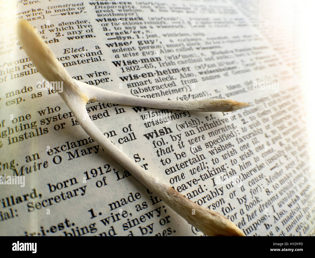 Querlenker und Wunsch-Wörterbuch-Definition Stockfoto