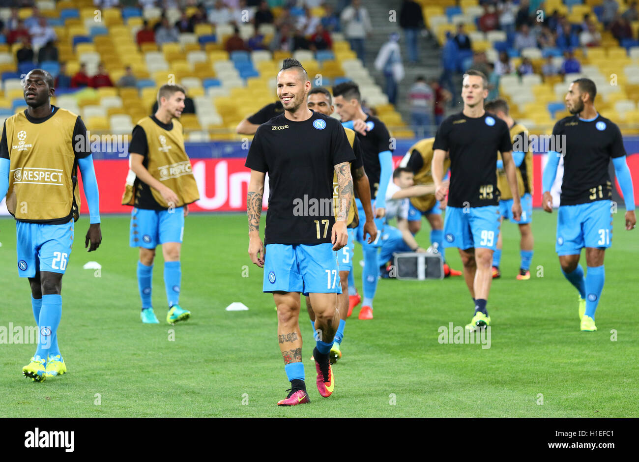 SSC Napoli-Spieler während der Trainingseinheit vor UEFA-Champions-League-Spiel gegen den FC Dynamo Kyiv Stockfoto