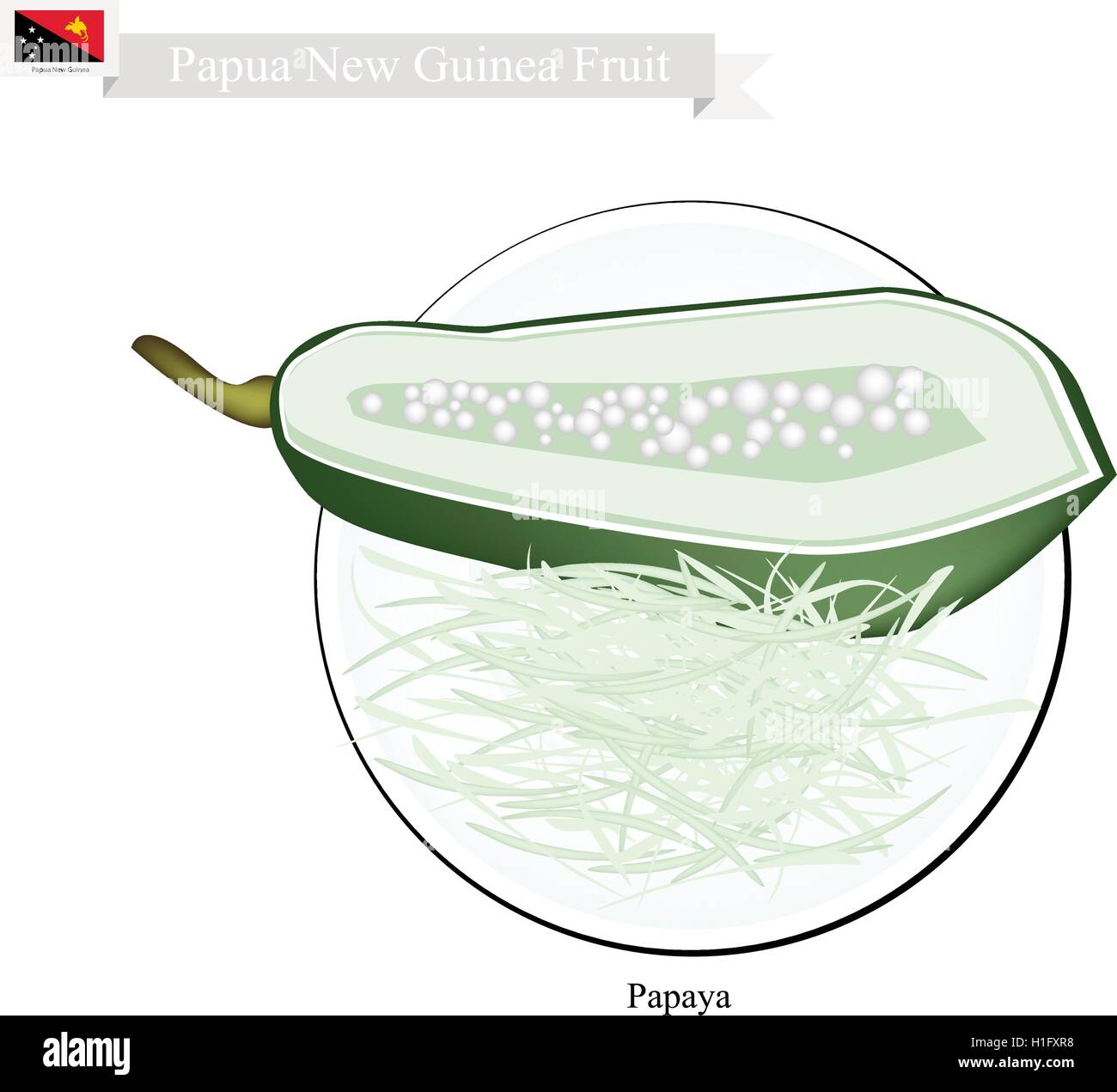 Papua-Neu-Guinea Frucht, Illustration von Papaya. Eine der bekanntesten Früchte in Papua-Neu-Guinea. Stock Vektor