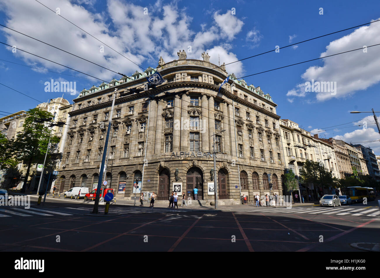 Alpha Bank Building. Belgrad, Serbien Stockfoto
