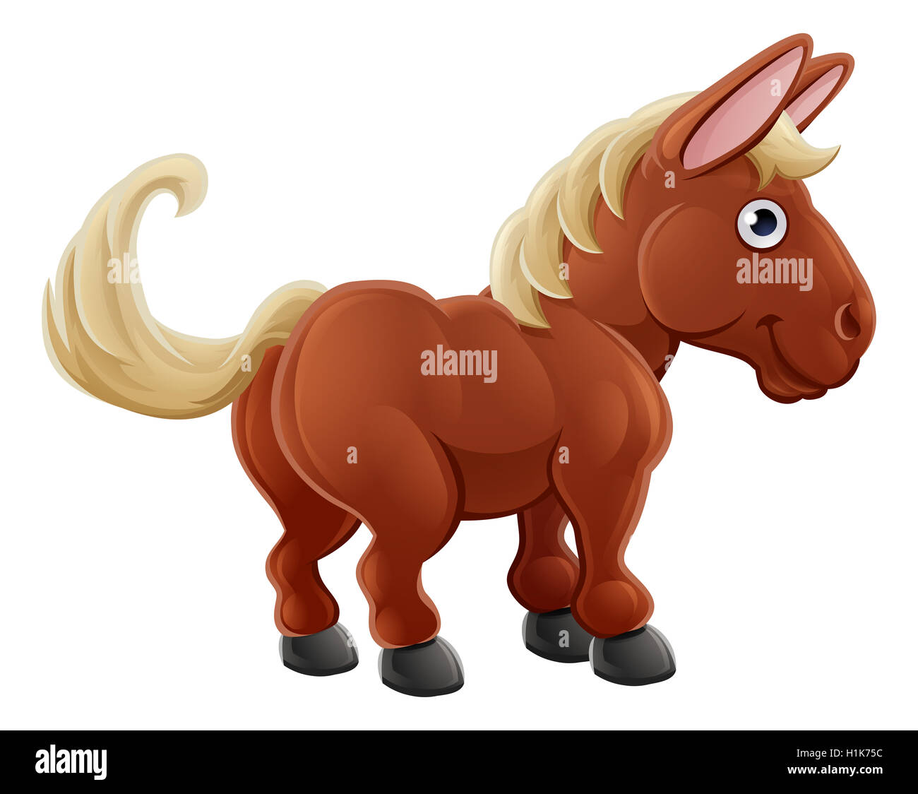 Ein nettes Pferd Bauernhof Tier Zeichentrickfigur Stockfoto