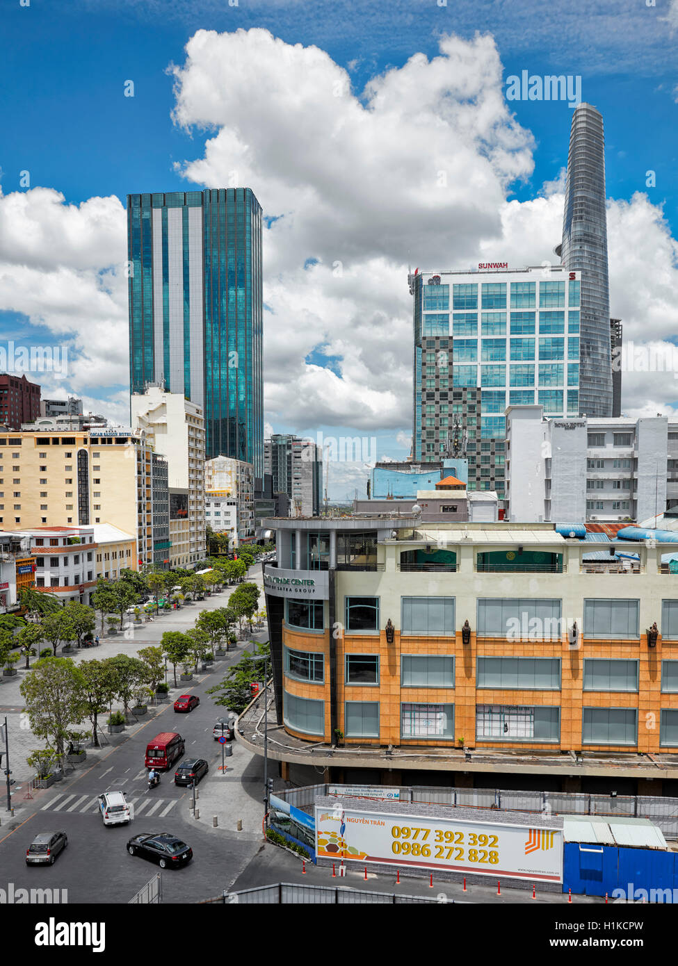 Erhöhte Stadtansicht. District 1, Ho-Chi-Minh-Stadt, Vietnam. Stockfoto