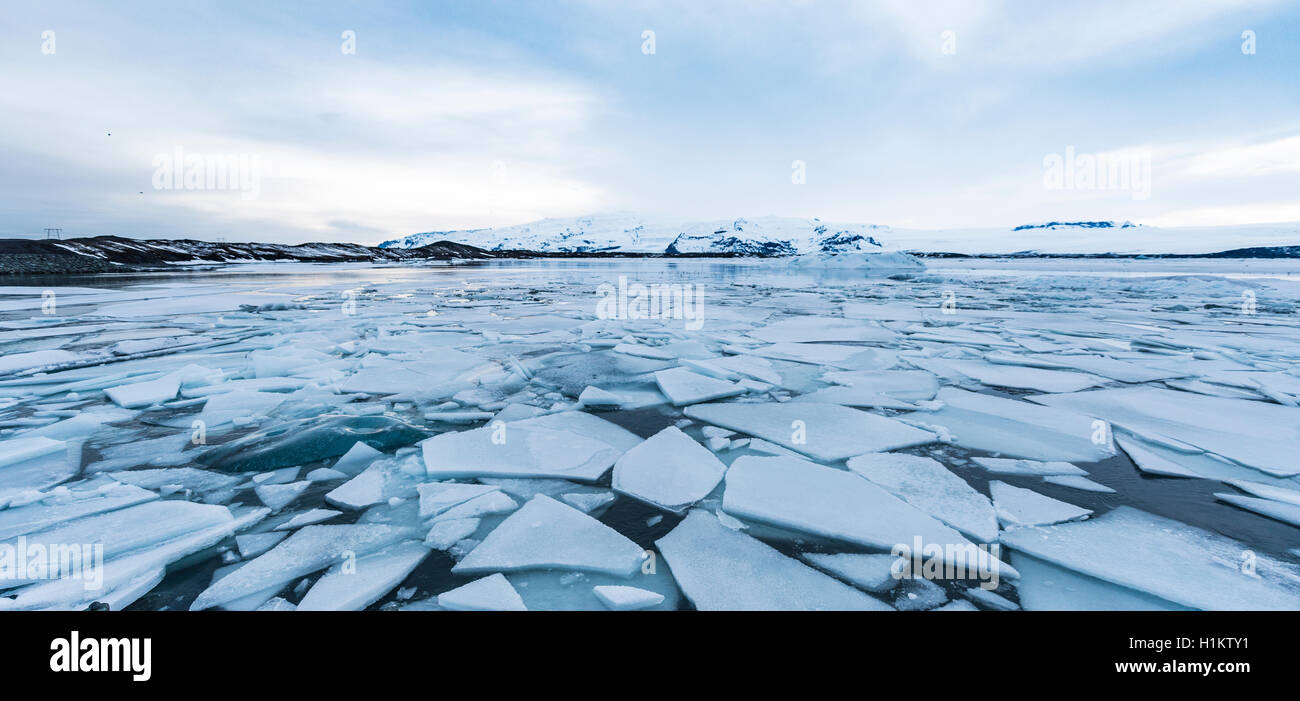 Eisschollen, Jökulsárlón Gletscherlagune, südlichen Rand des Vatnajökull, Region Süd, Island Stockfoto