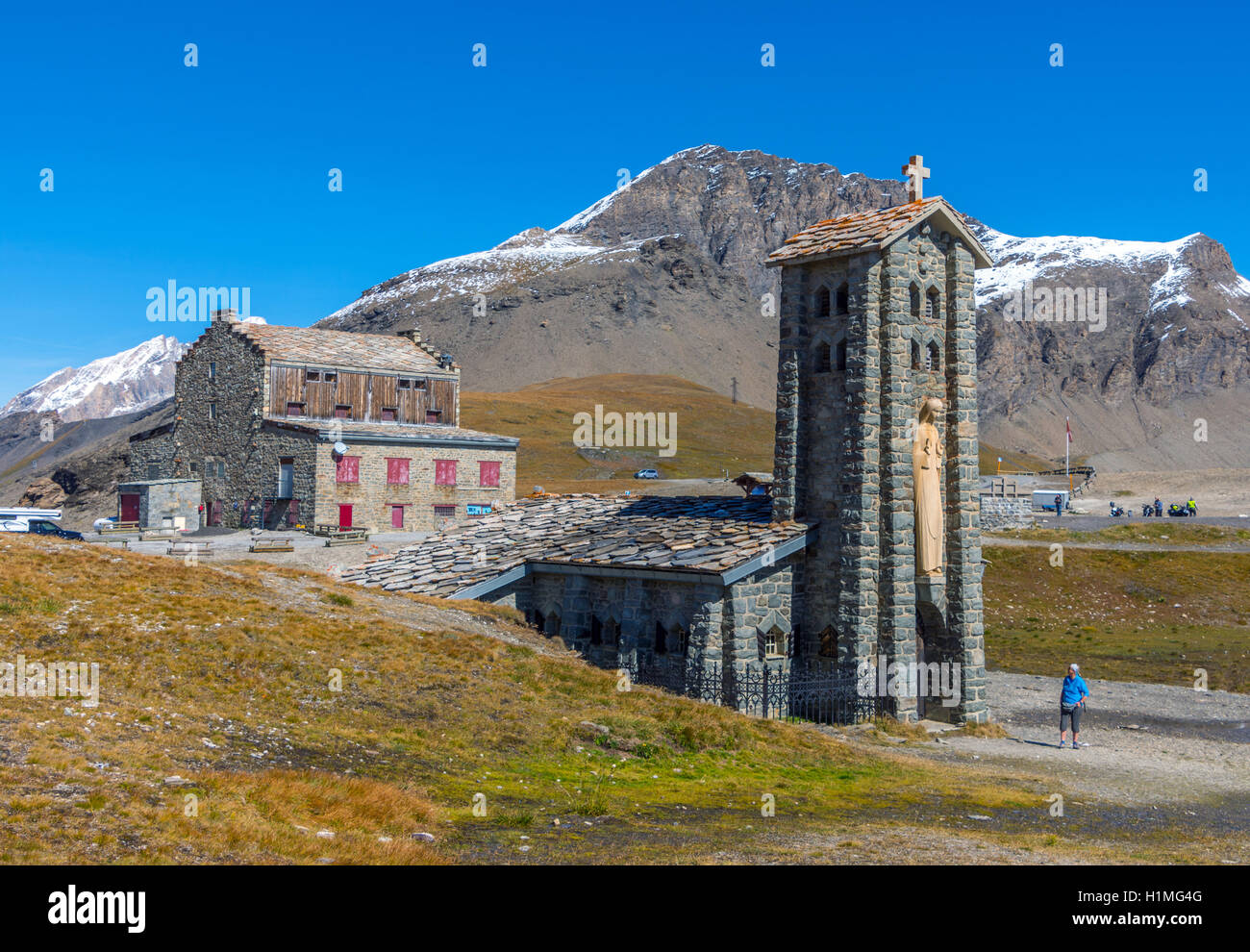 Kapelle an der Spitze der den Col de L'Iseran, Savoie, Frankreich, Chapelle Notre-Dame-de-Toute-Vorsicht Stockfoto