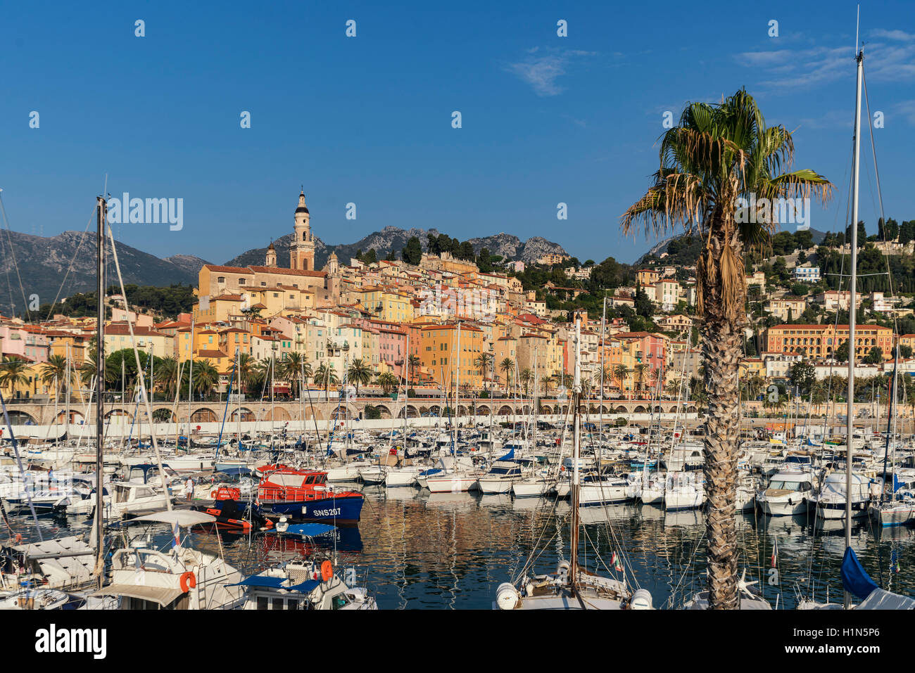 Marina von Menton, französischen Rivera, Cote D Azur, Frankreich Stockfoto