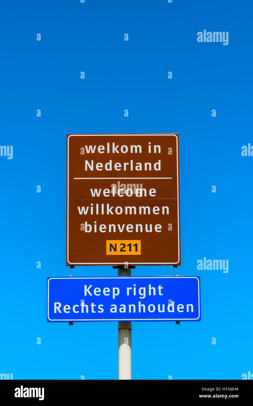 Willkommen Schilder in Hoek Van Holland Niederlande Stockfoto