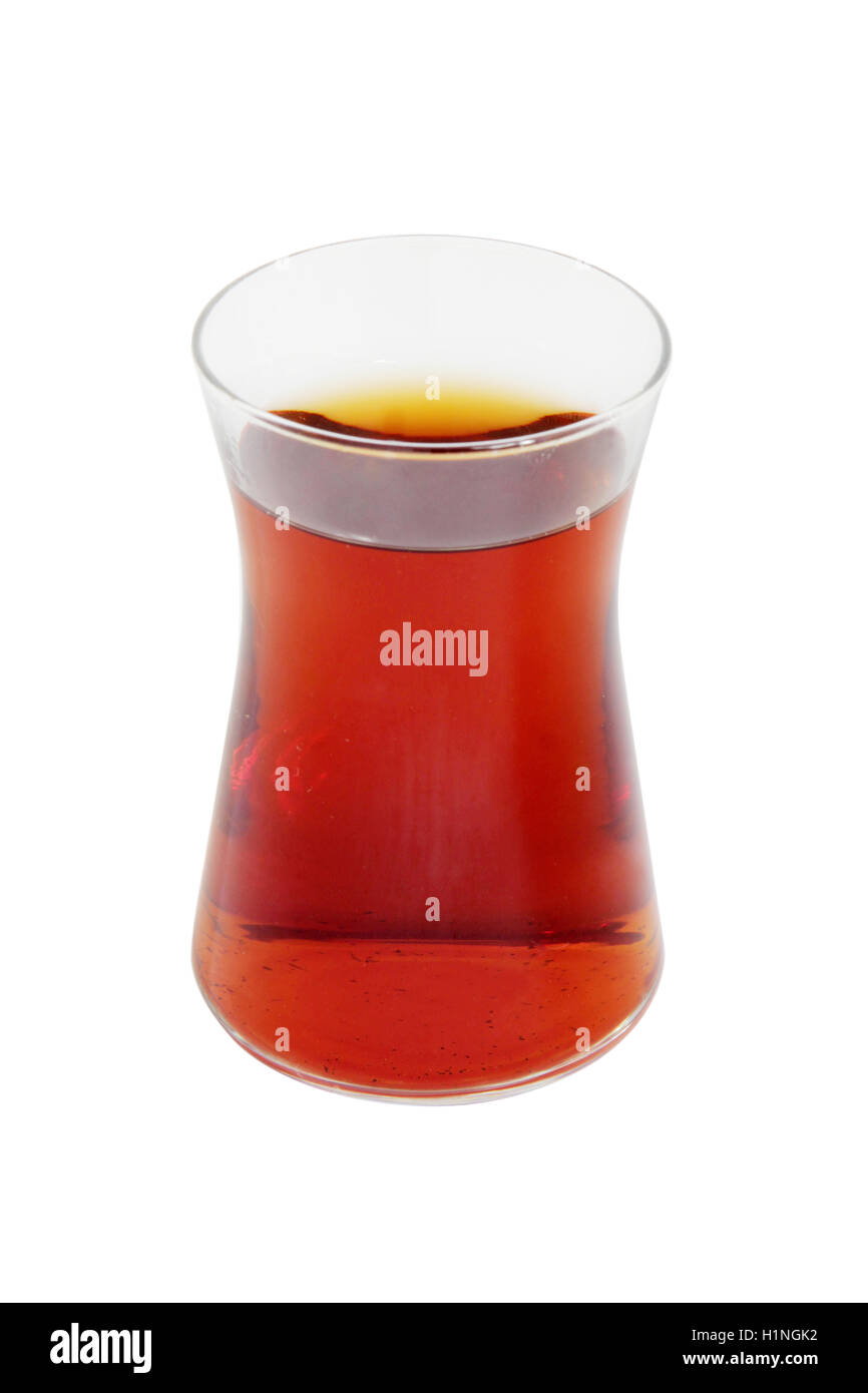 Glas türkischen Tee isoliert auf weiss Stockfoto