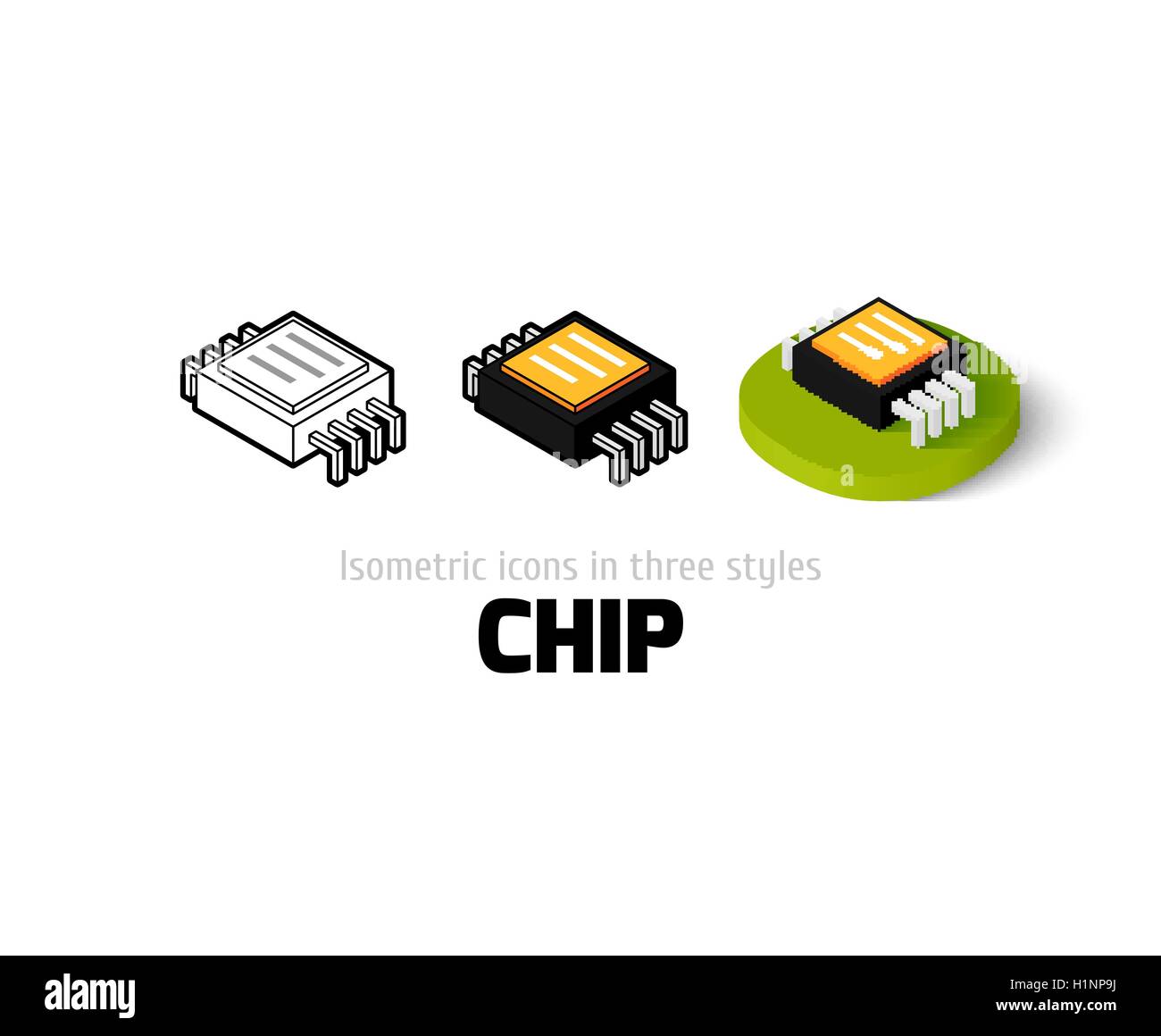 Chip-Symbol im anderen Stil Stock Vektor