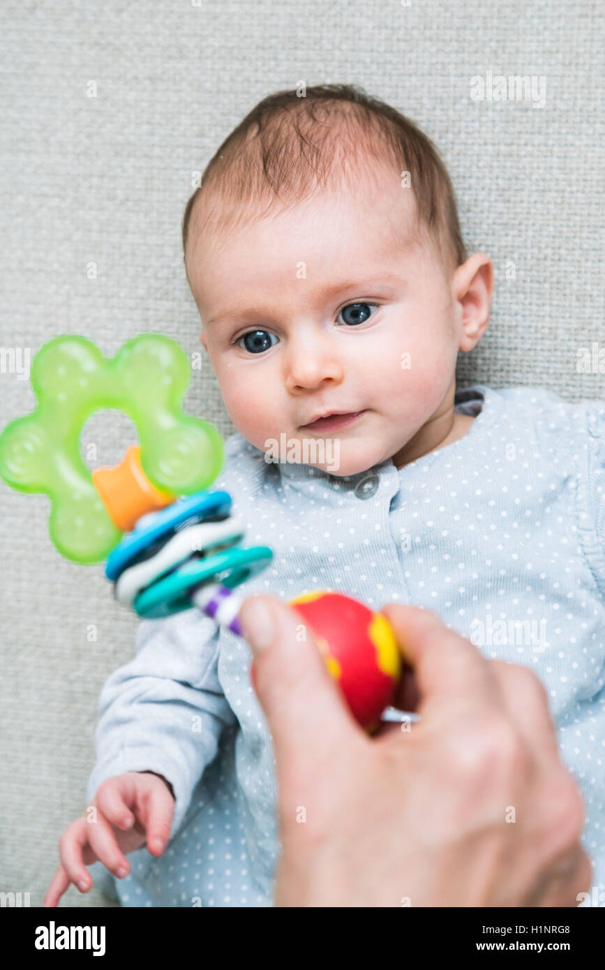 3 Monate altes Baby Mädchen. Stockfoto