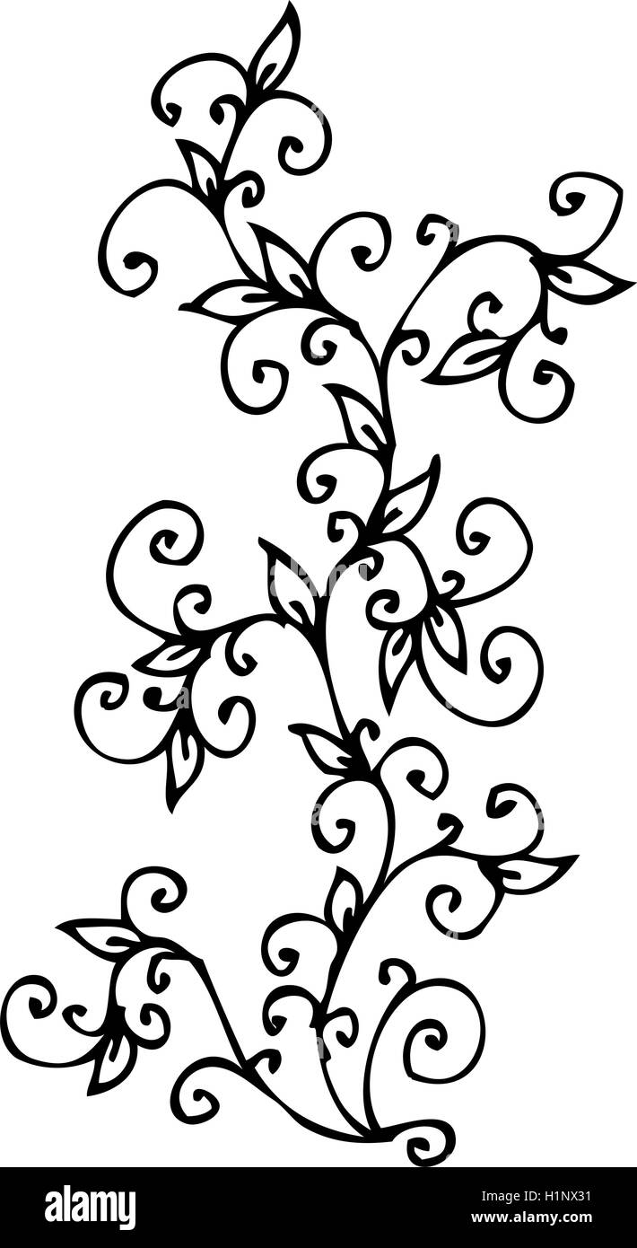 Floral Vignette 105. Eau-Forte dekorative Vektor-Illustration. Stock Vektor