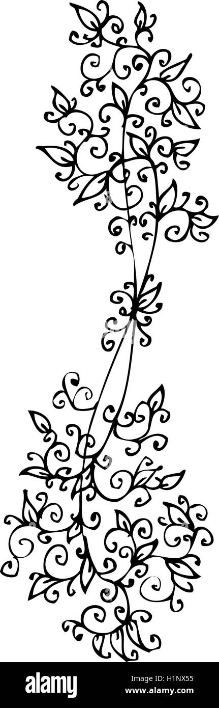 Floral Vignette 124 Eau-Forte-dekorative Vektor-Illustration. Stock Vektor