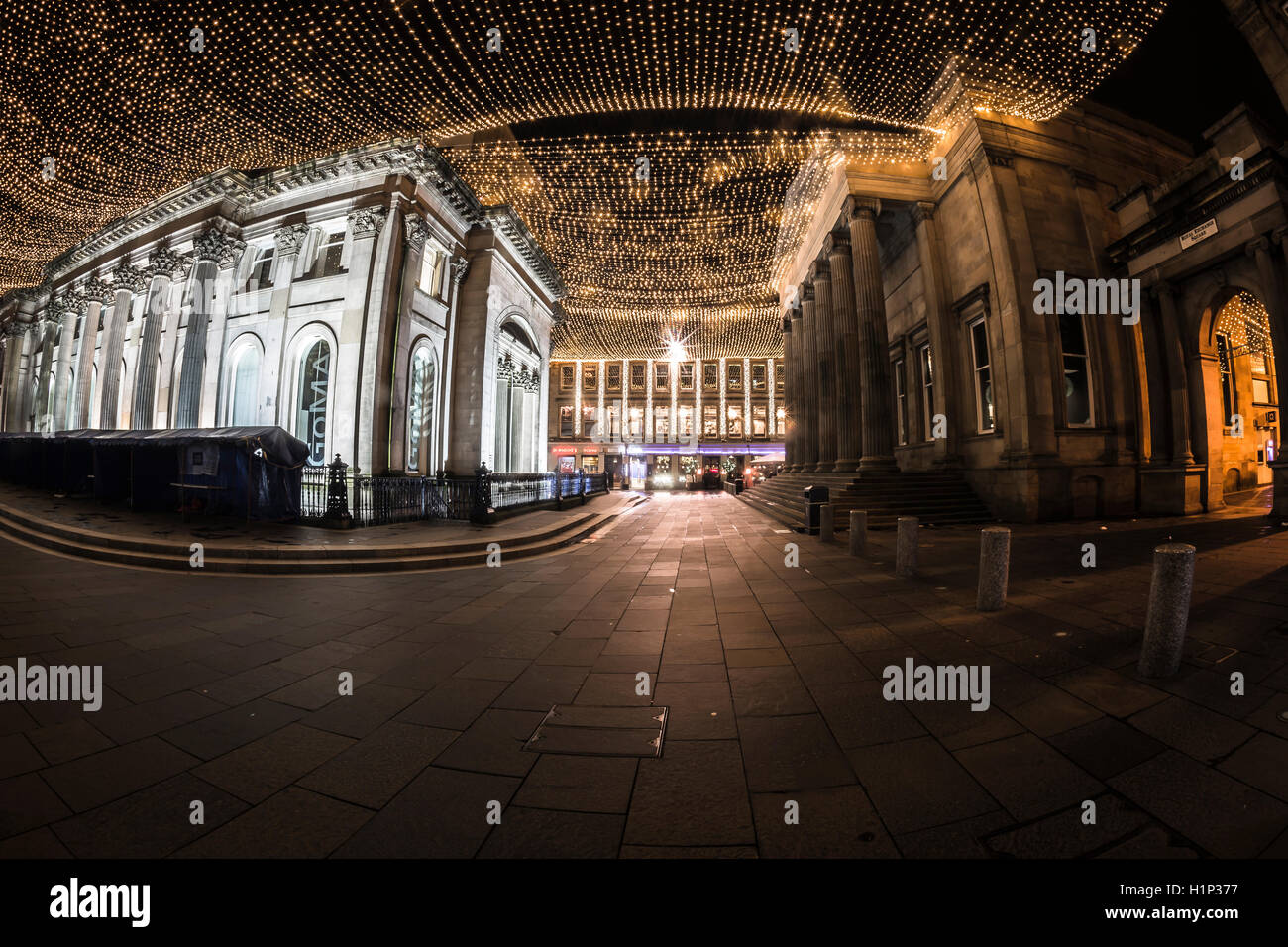 Glasgow-Goma royal Exchange Square Nacht Fotografie Lichter Schottland Stadt Zentrum, Architektur Stockfoto