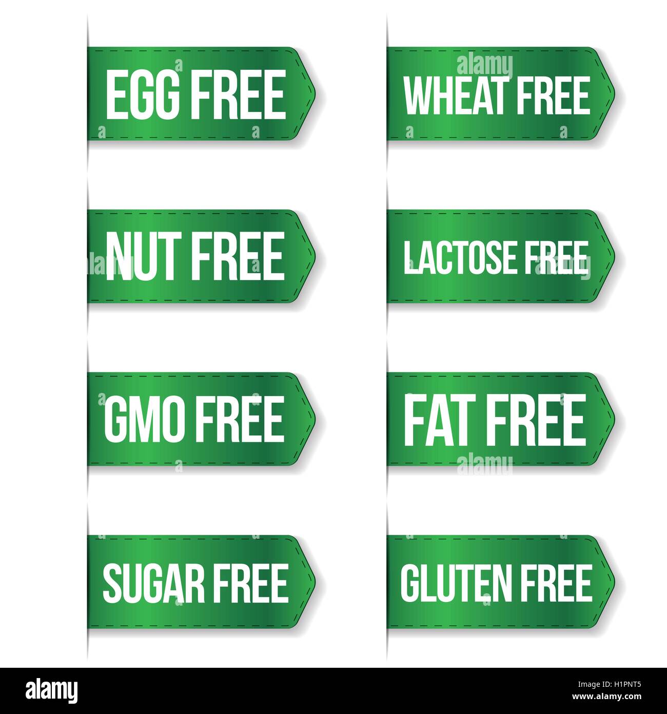 Lebensmittel-Ernährung-Icon-Sammlung eingestellt, Gluten frei, Zucker frei, Nuss frei Stock Vektor