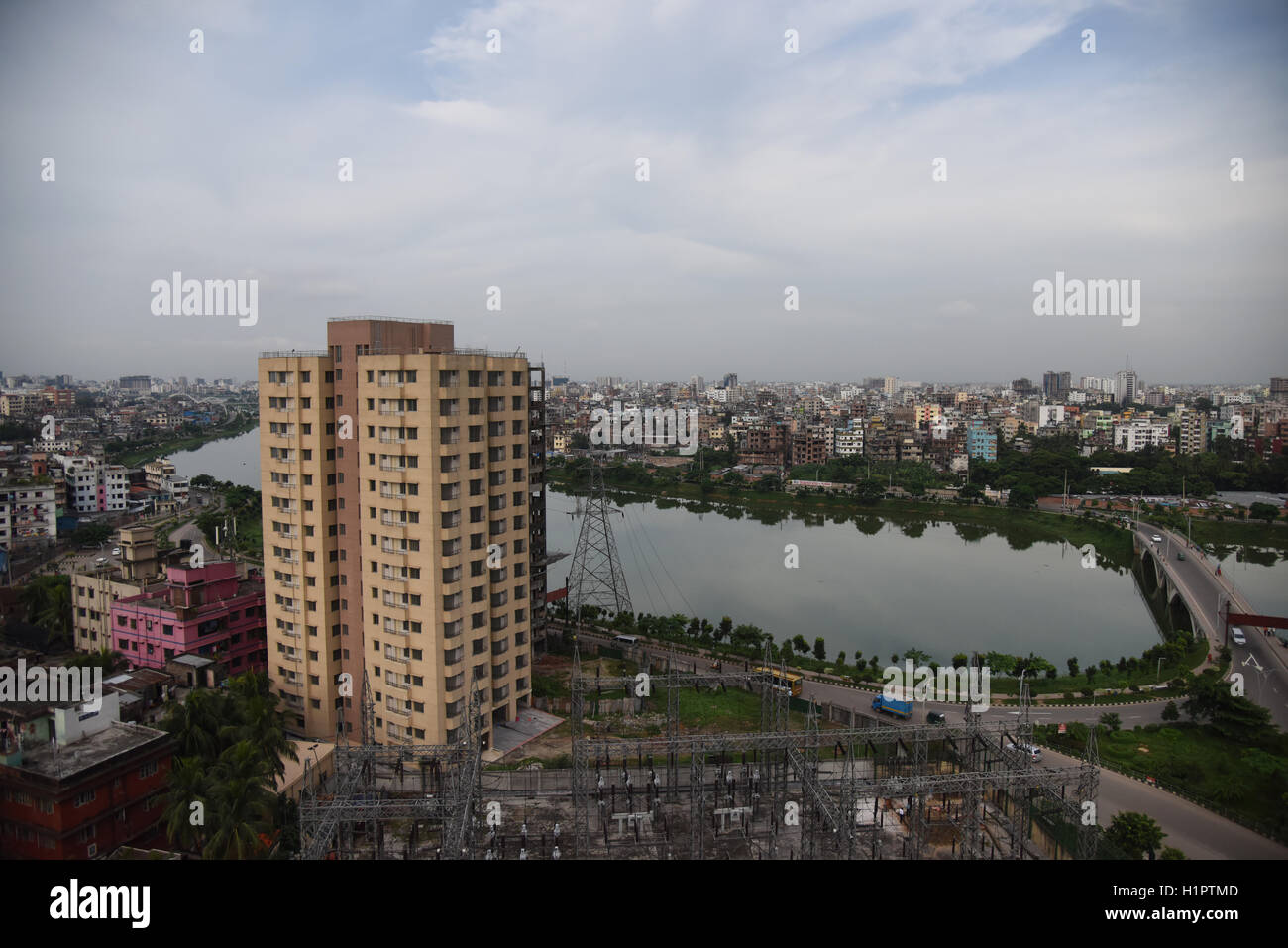 Teil der Stadt Dhaka in Bangladesch im Überblick Stockfoto