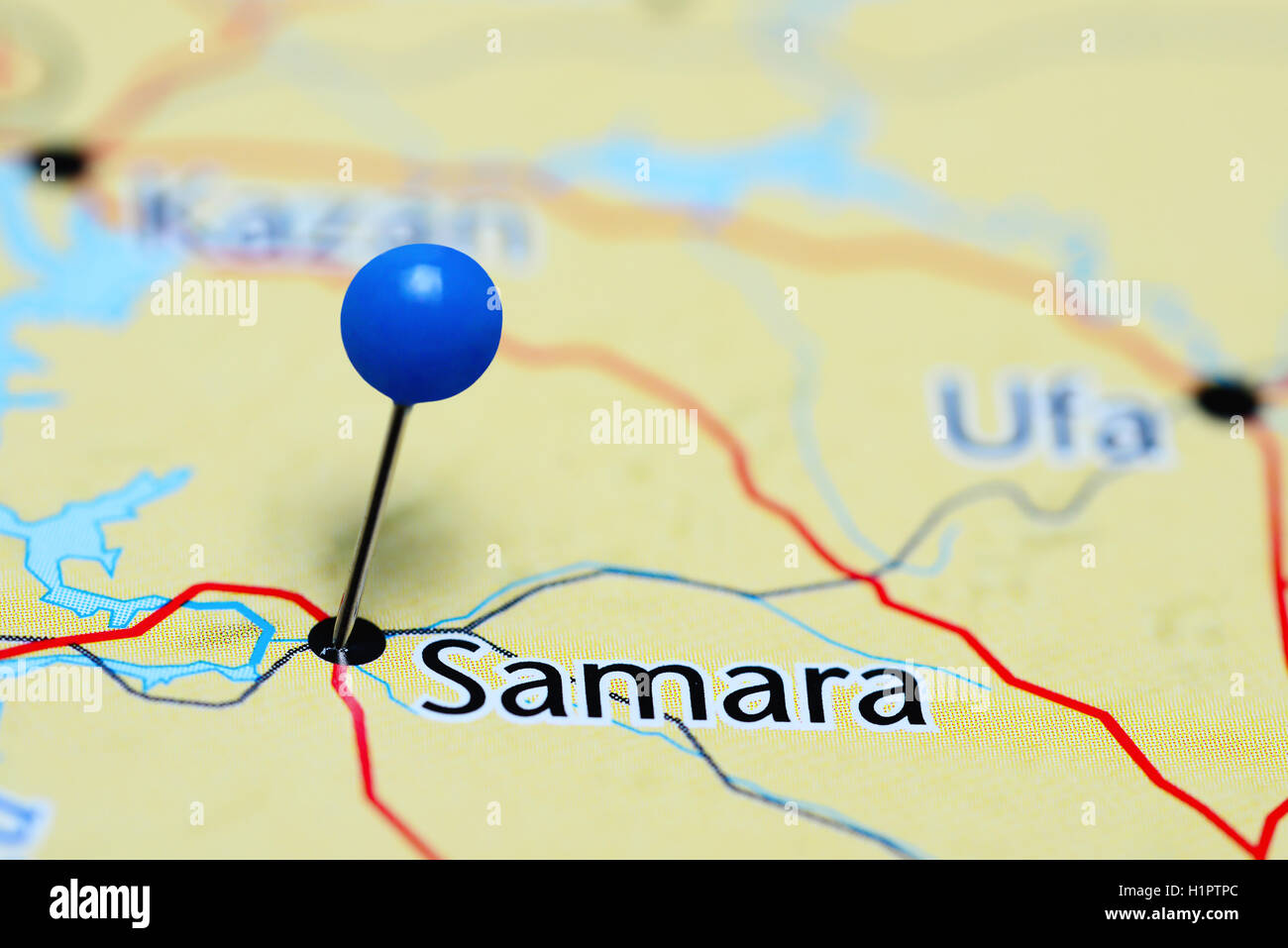 Samara, fixiert auf einer Karte von Russland Stockfotografie Alamy