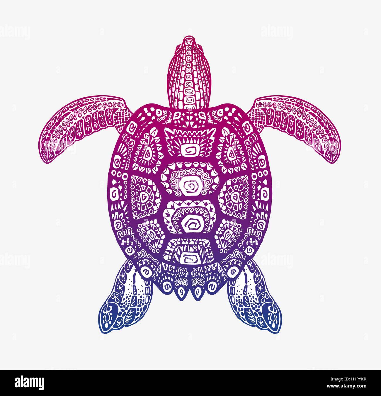 Dekorative ethnischen Schildkröte mit ornamentalen Muster. Vektor-Stammes-Totem-Tier Stock Vektor