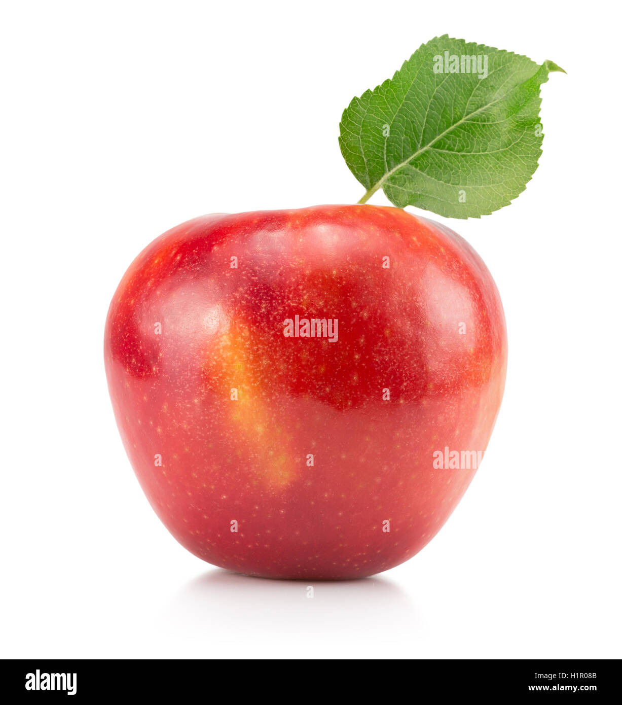 roter Apfel auf dem weißen Hintergrund isoliert. Stockfoto