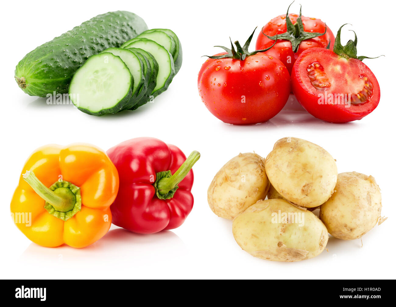 Sammlung von Gemüse auf dem weißen Hintergrund isoliert. Stockfoto