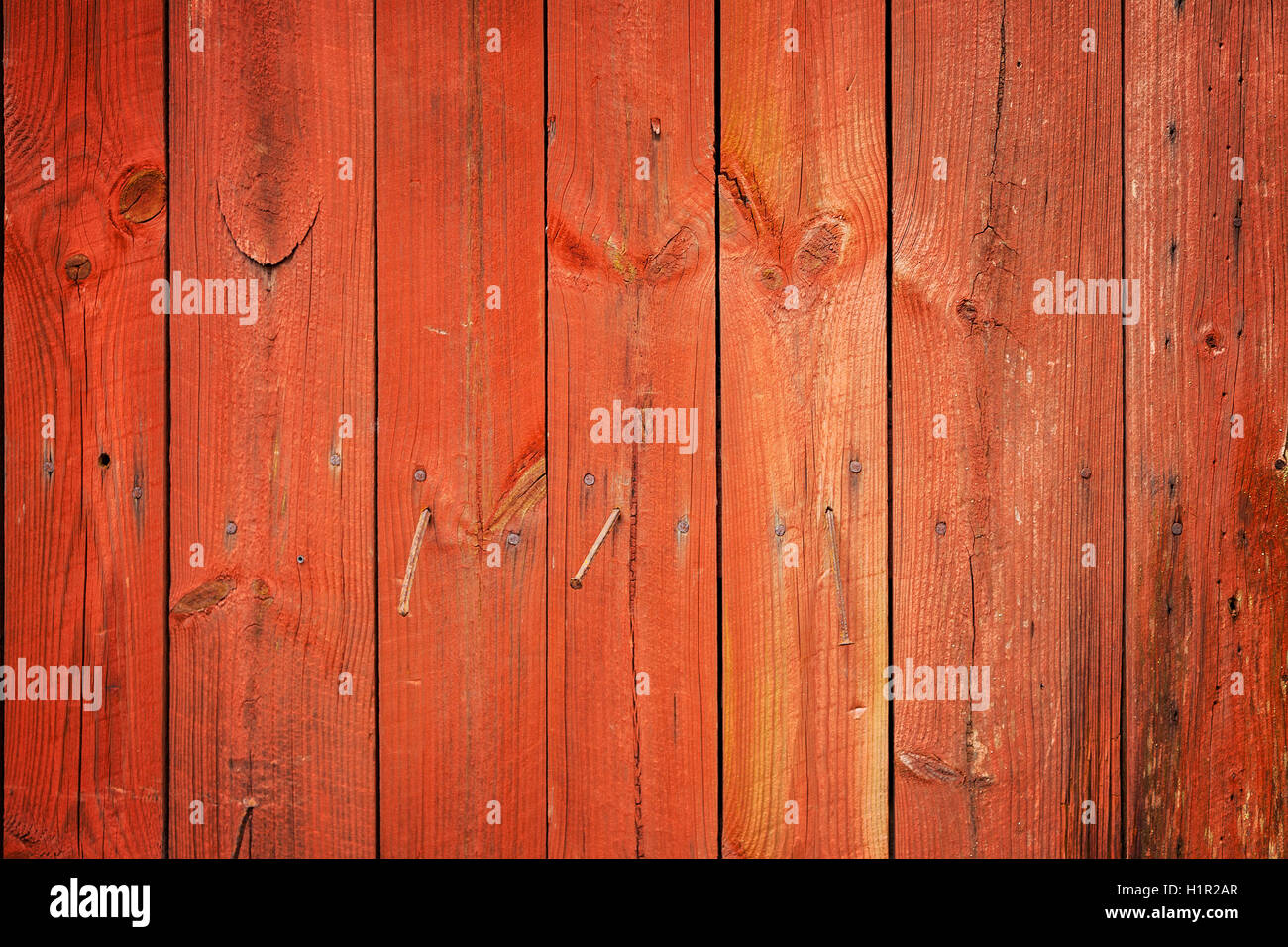 Roten Holzplanken Hintergrund. Stockfoto