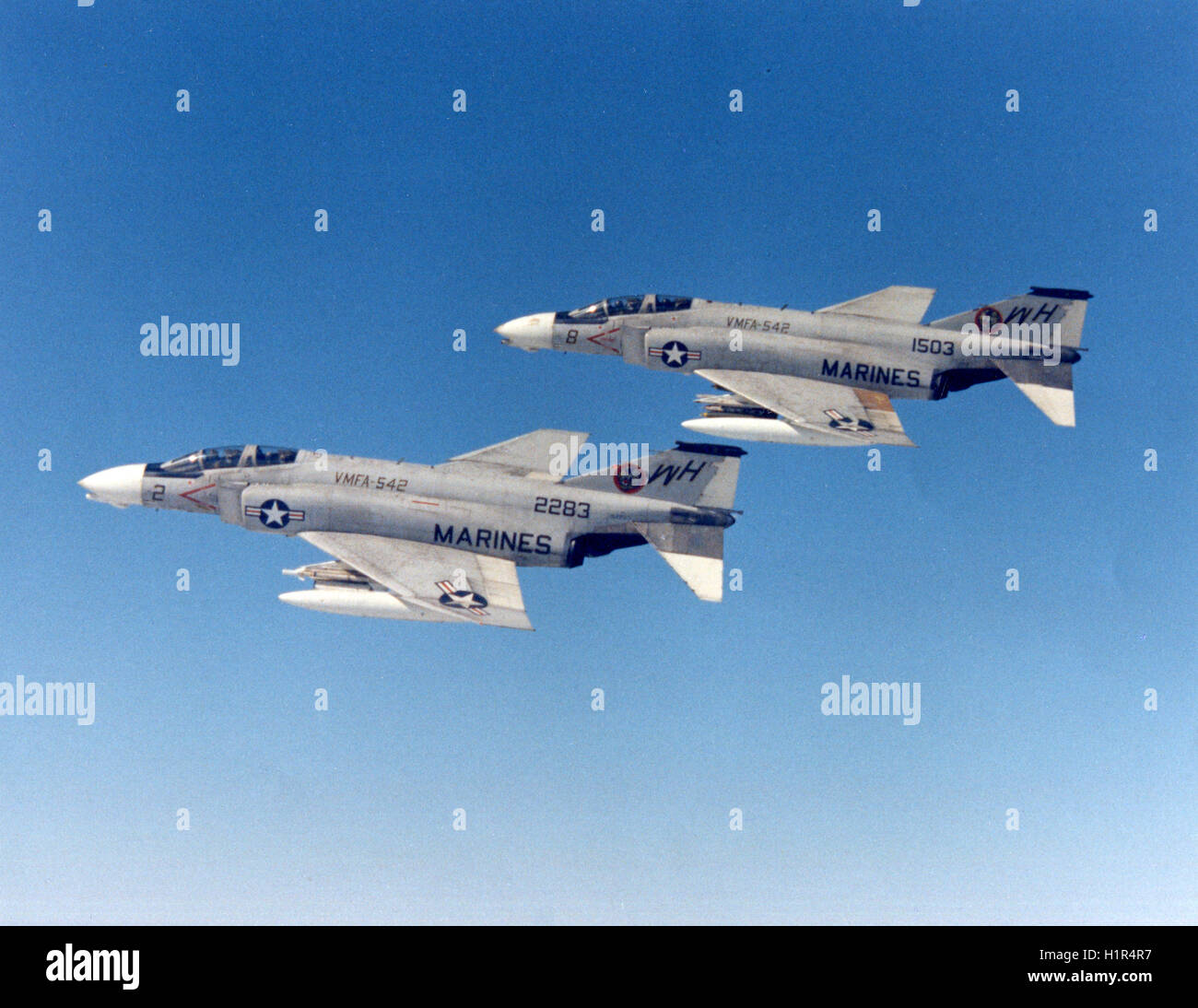 Zwei F-4 b-Phantome von VMFA-542, Marine Aircraft Group 11, 1. Marine Aircraft Wing, Da Nang, Vietnam. Stockfoto