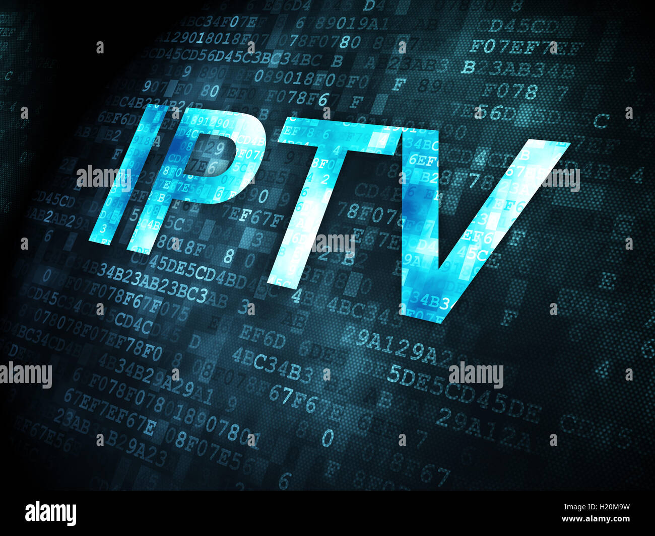 SEO Web-Development-Konzept: IPTV auf dem digitalen Hintergrund Stockfoto