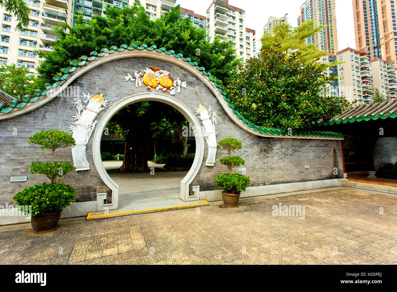 Chinesischer Garten Hintergrund Stockfoto