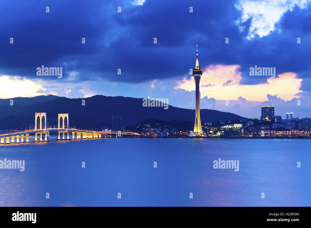 Macau bei Sonnenuntergang Stockfoto