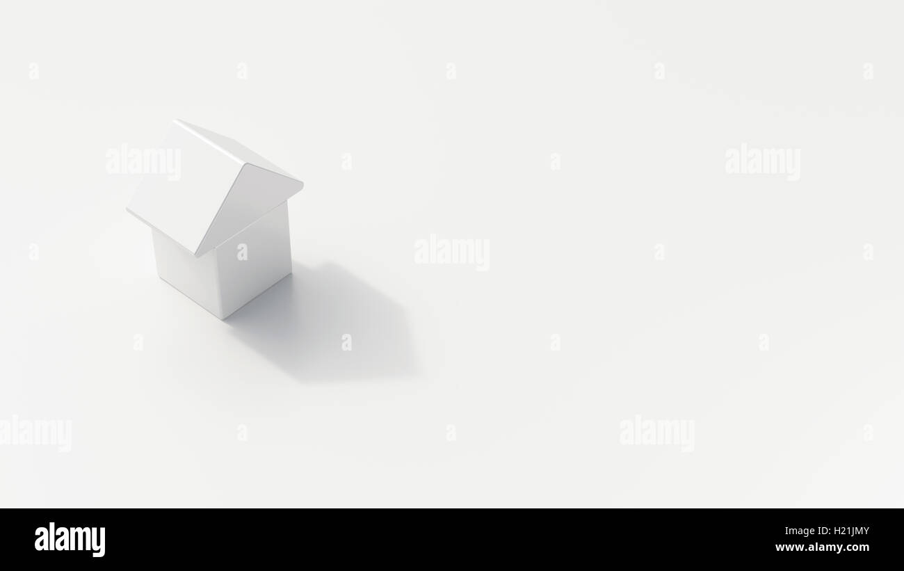 Freistehendes Einfamilien-Haus auf weißem Grund, 3D Rendering Stockfoto