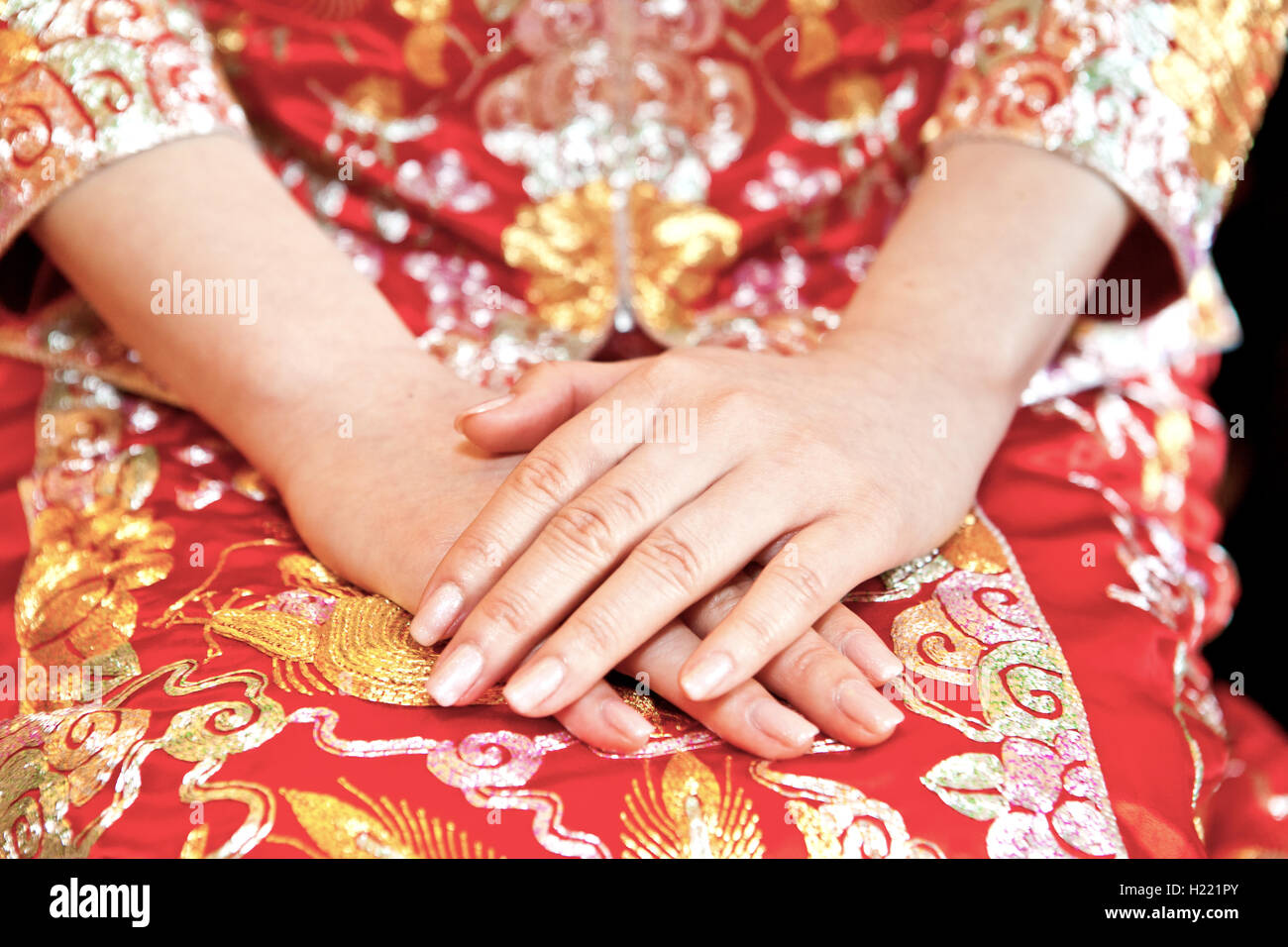 Chinesische Braut in Hochzeitstag Stockfoto