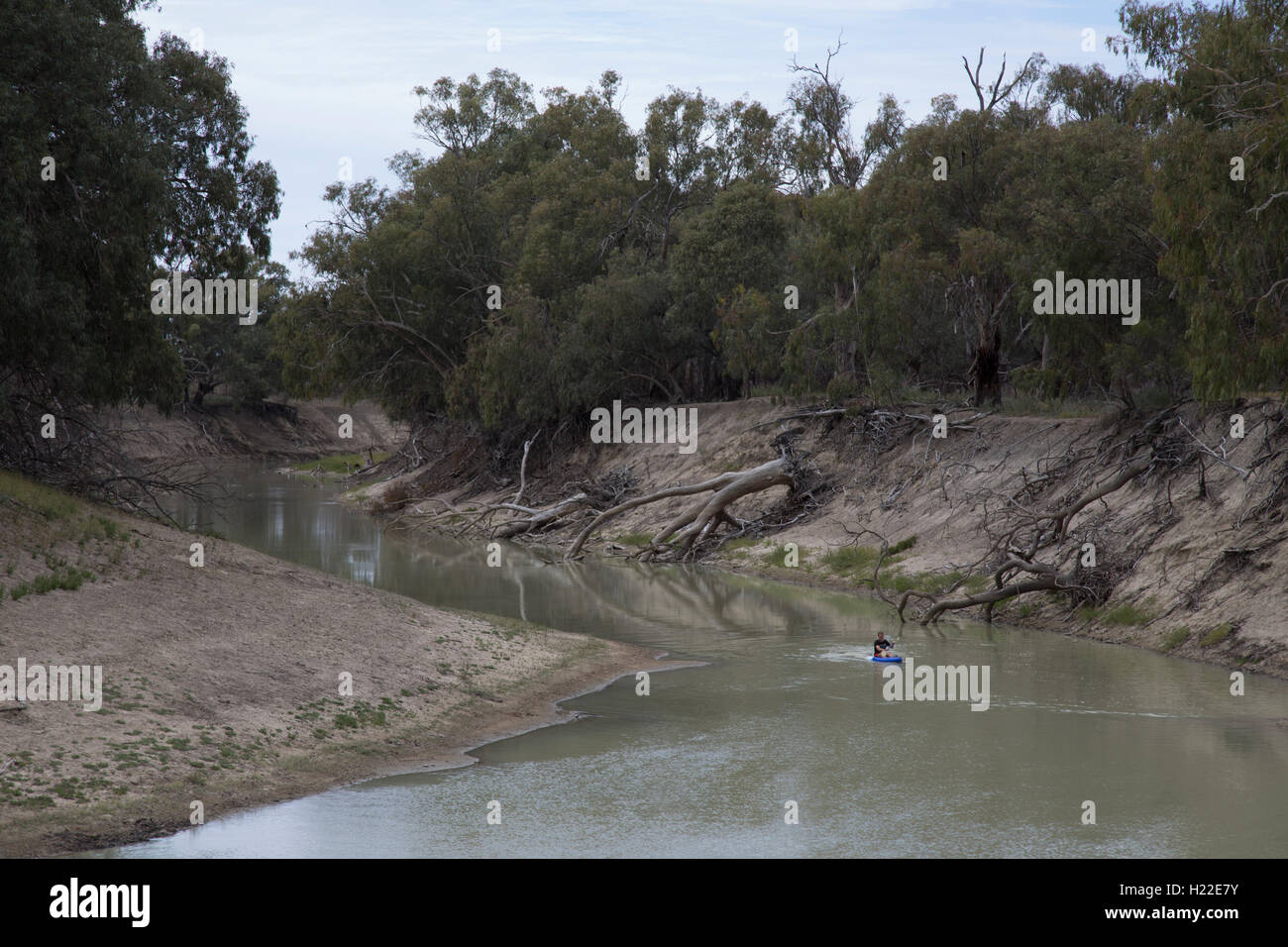 Kanufahrer auf der Darling River Kinchega Nationalpark New South Wales Australien Stockfoto